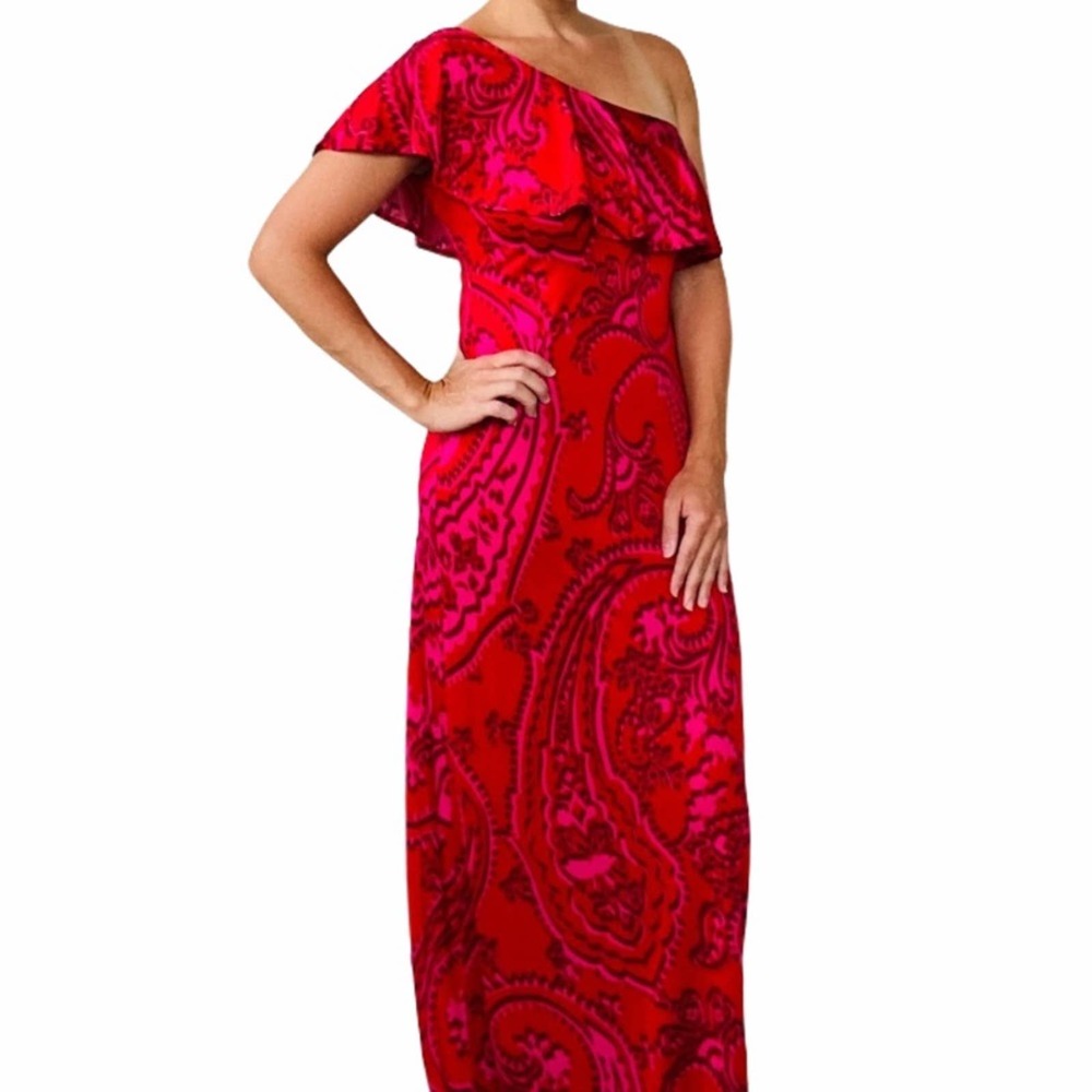 GRASS COLLECTIONS Paisley One Shoulder Maxi Dress